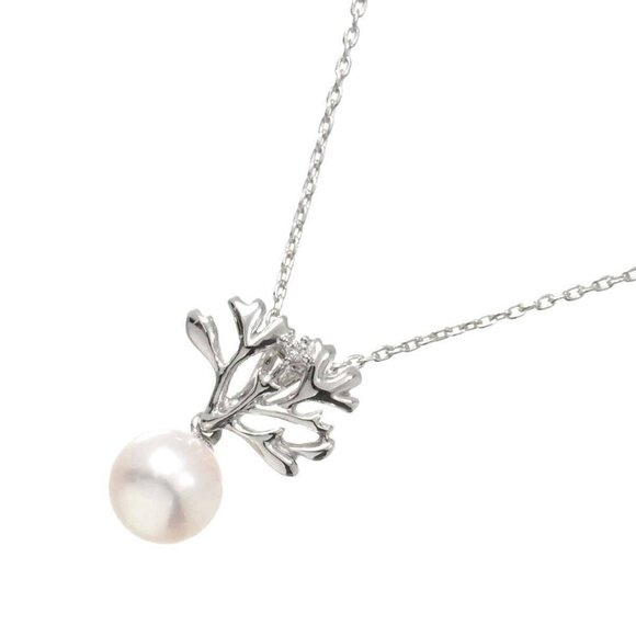 TASAKI Akoya Pearl 6.9mm Diamond Necklace 18K White Gold 750 90259779